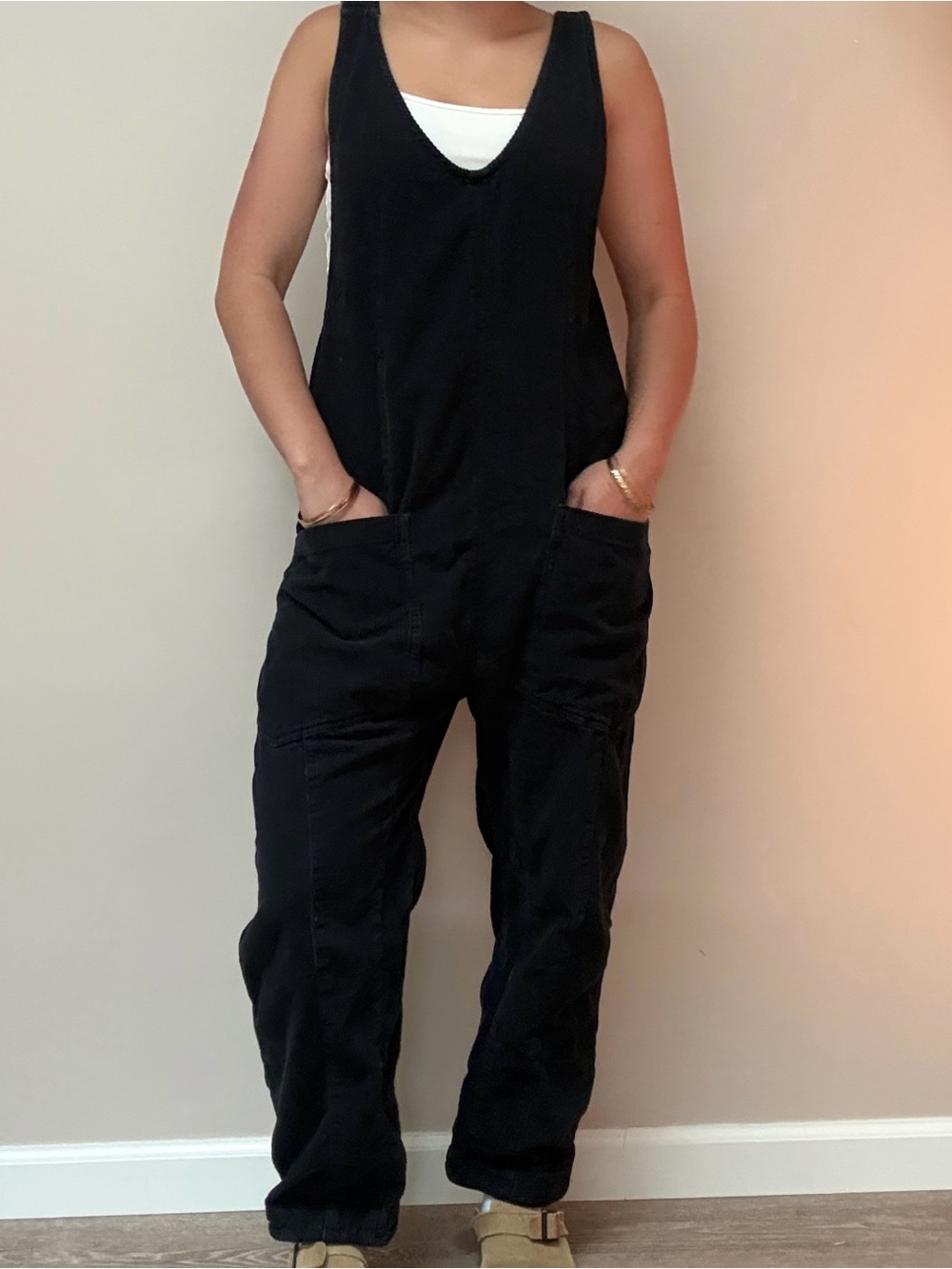 We The Free High Roller black corduroy jumpsuit ❀
